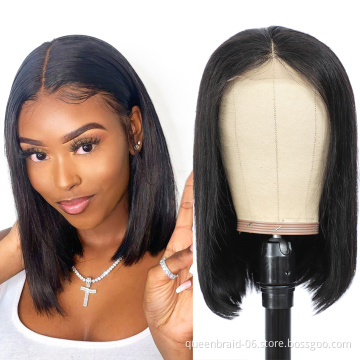 Glueless Human Hair Wigs Short Straight Bob Wigs 13x4 Lace Front Wigs for Black Women Pre Plucked with Baby Hair Natural Color